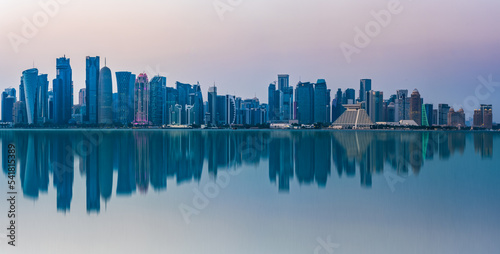 Panorama shot of Doha city during sunset  Doha  Qatar
