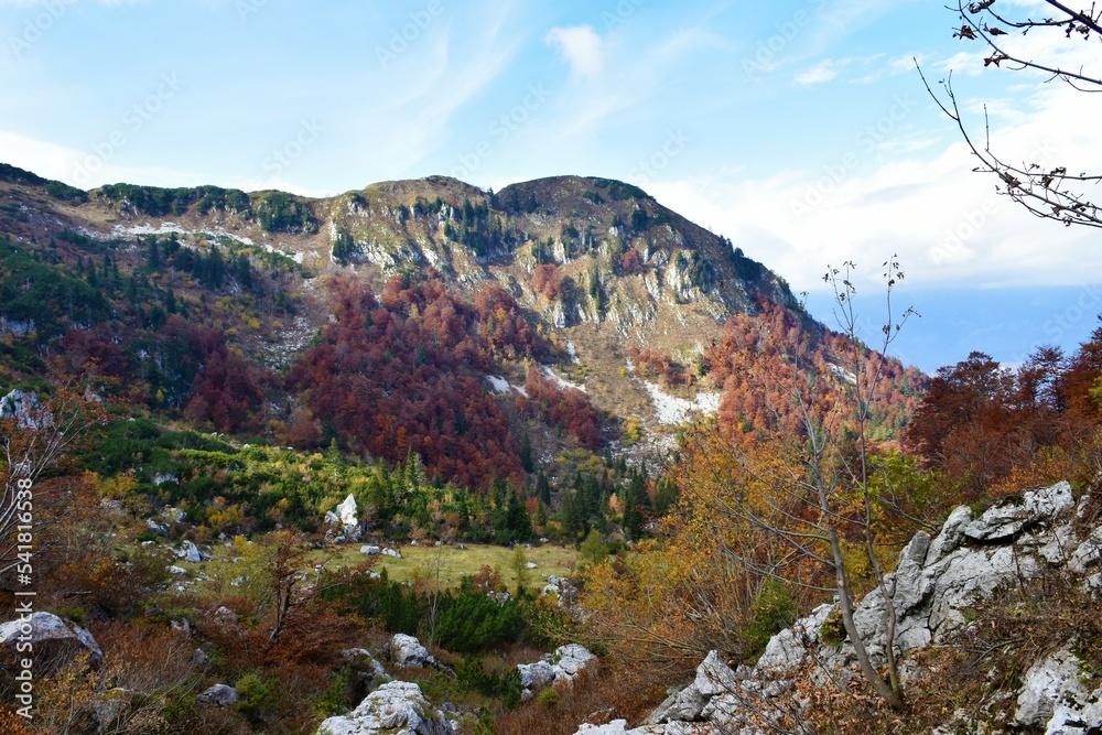 Scenic view of mountain bellow Črna Prst in Julian alps, Gorenjska. Slovenia in autumn