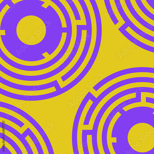 Escape Room pattern or background in violet and yellow color. Quest Room design template concept. Background design, modern trend design. Vector Illustration.