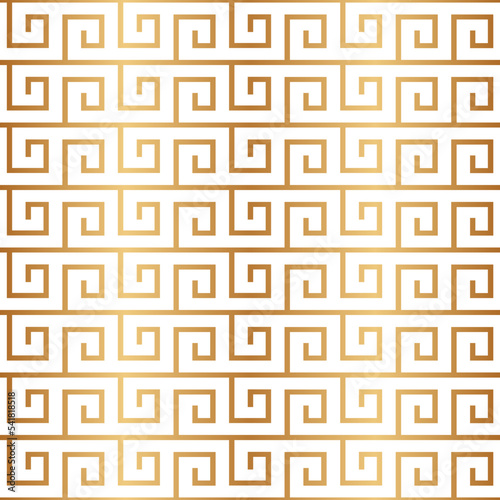 Greek seamless pattern. Repeating geometric design for prints. Repeated gold texture. Repeat lattice patern. Geometry golden backdrop. Modern wallpaper. Abstract tileable. Vector illustration