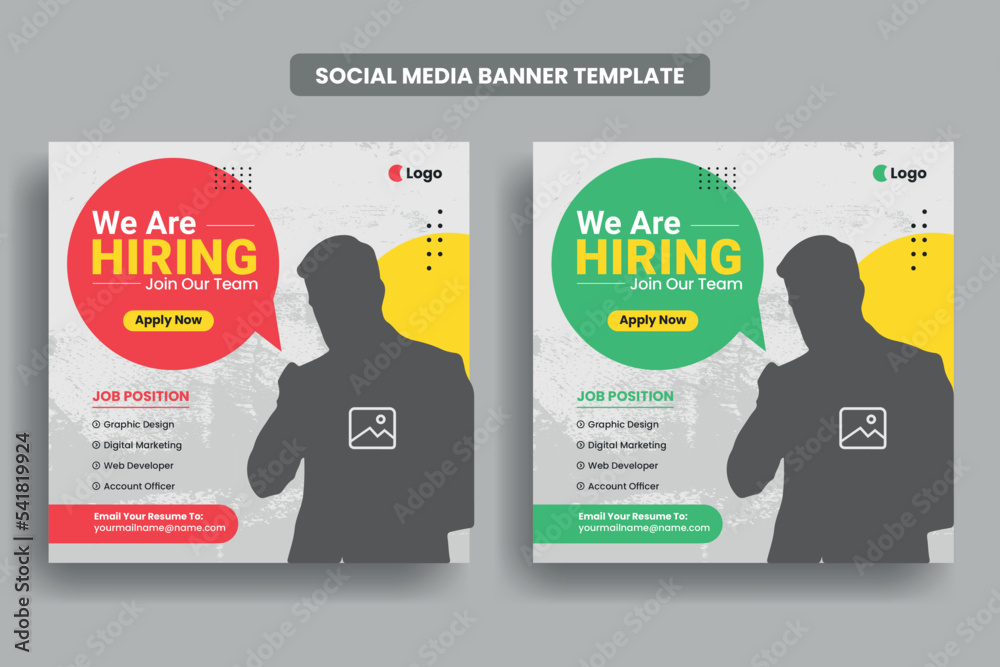We are hiring job vacancy social media post banner template or web ...