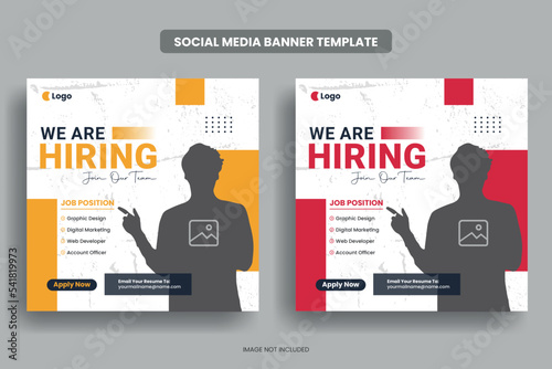We are hiring job vacancy square banner or social media post template