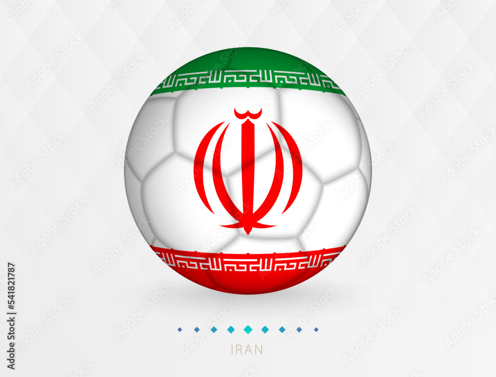 Football ball with Iran flag pattern, soccer ball with flag of Iran national team. Football ball with Iran flag pattern, soccer ball with flag of Iran national team.