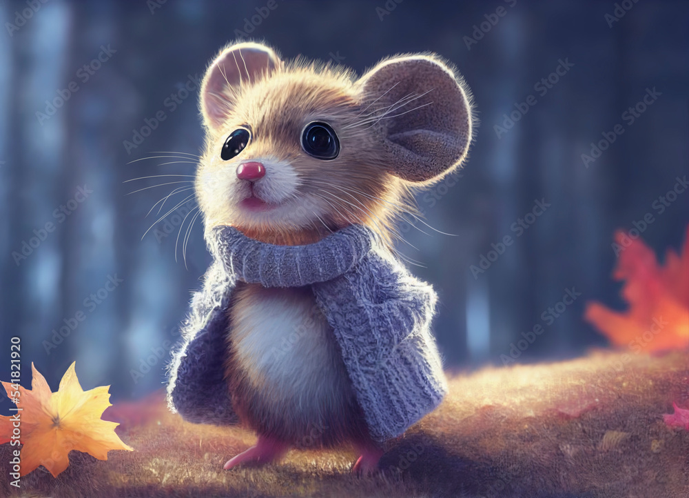 Cute mice in autumn. Mouse cartoon character, funny animal. Stock  Illustration | Adobe Stock