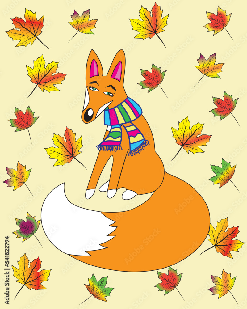 Fox. Color image of an animal.Vector illustration.CMYK color.300 dpi