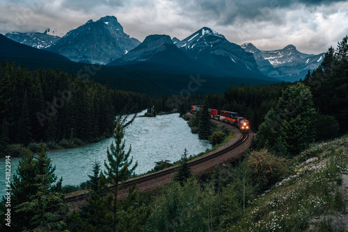 Train in the Curve near lake louise banff national park