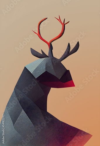 Fotobehang AI-generated digital art of a mythical creature with antlers