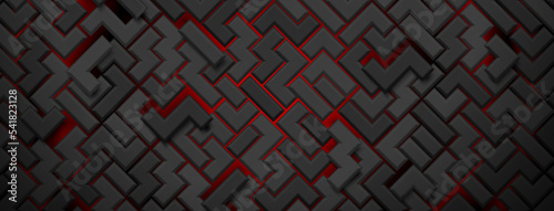 Abstract background made of tetris blocks in black and red colors