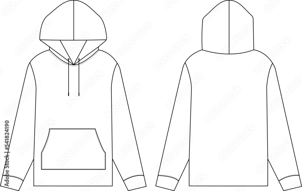 Blank White Hoodie Template Mock-Up Vector Transparent, Front And Back ...