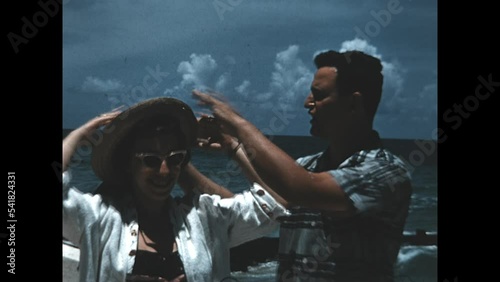 Standing Near the Ocean 1960 - A couple stands near a seawall in Miami, Florida in 1960.