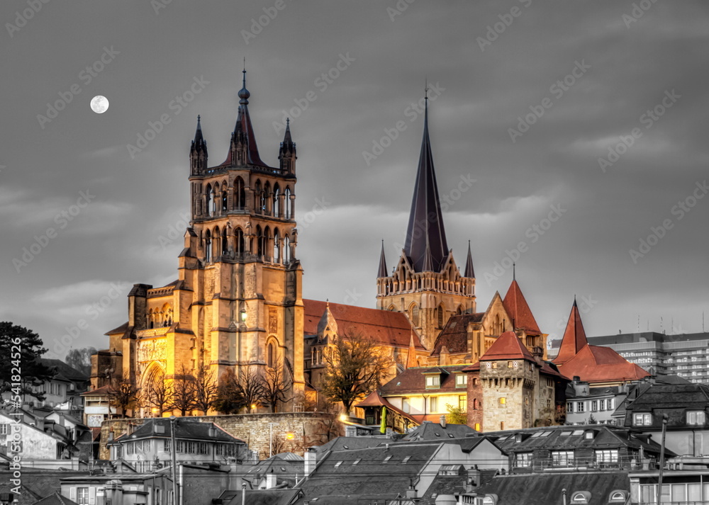Obraz premium Cathedral Notre Dame of Lausanne, Switzerland, HDR