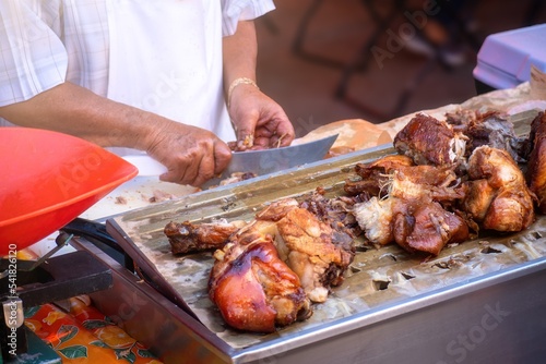 Business selling pork carnitas, traditional food from Mexico