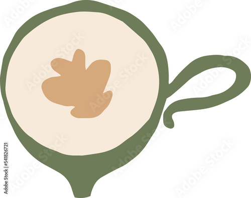 Winter, Christmas cup of hot drink. Mug with cocoa, coffee or tea, png illustration in flat cartoon style. Isolated on transparent background