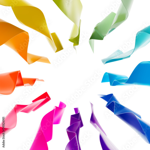 Colorful twisted ribbons in a circle. Vector illustration on a white background. Great for bringing attention to your design. EPS10.