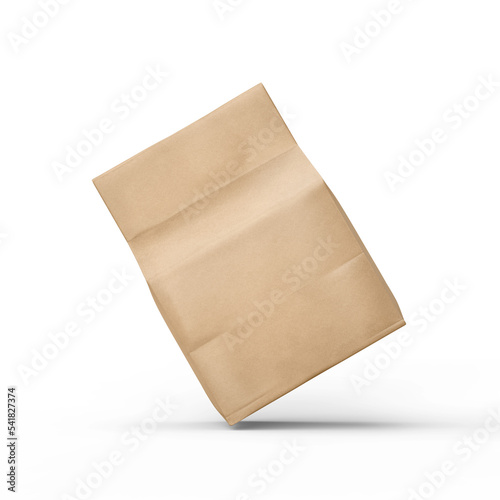 Blank Paper bag packaging Mockup as Coffee Bag or nuts bag for branding isolated on white 3d illustration