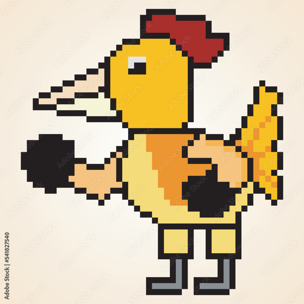 Pixel art cute boxer rooster character Pixel art cute boxer rooster character