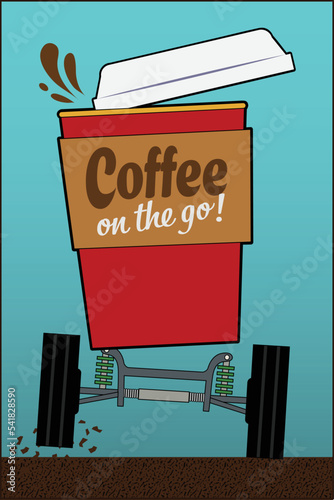 A coffee cup on wheels.