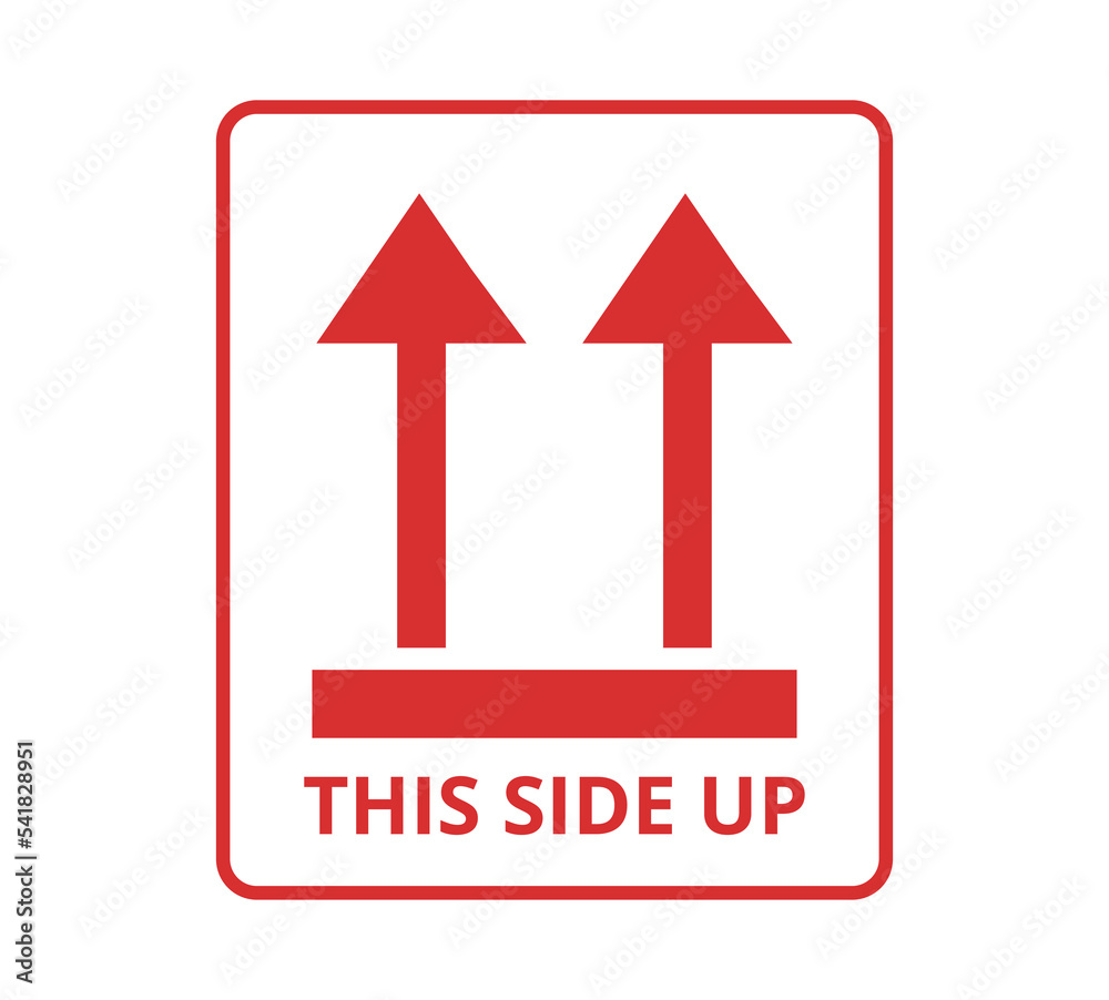Red this side up sign stock vector adobe stock