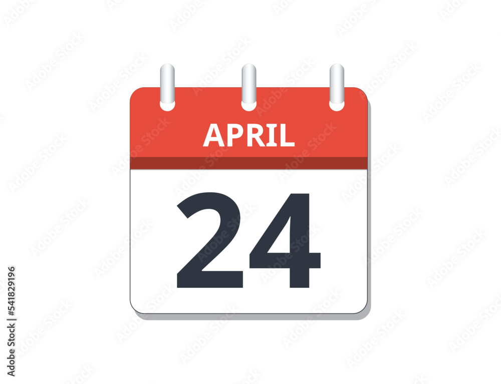 April 24th calendar icon vector. April 24th calendar icon vector.