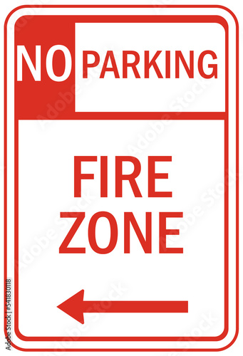parking sign and labels no parking on fire zonefir station