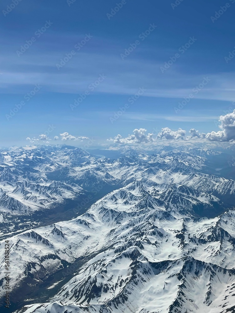 Obraz premium Alaska Mountain Range from Airplane