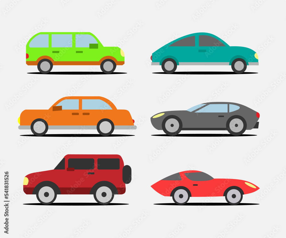 Vector 3d realistic cars with different type