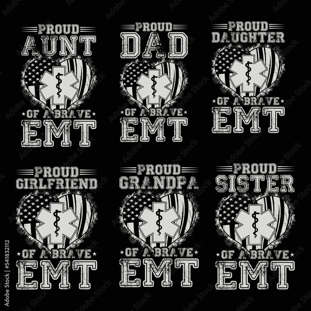 proud dad of a brave , EMT bundle t-shirt design