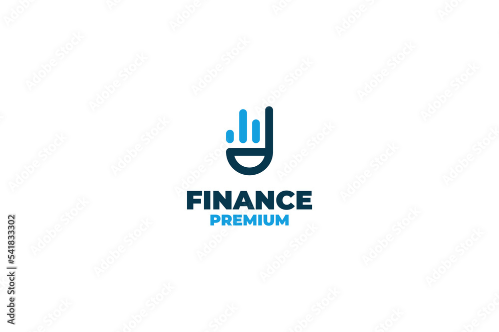 Flat hand finger finance bar chart logo design vector illustration