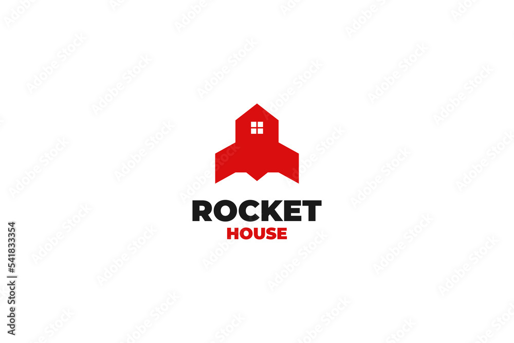 Flat rocket house logo design vector illustration Flat rocket house logo design vector illustration