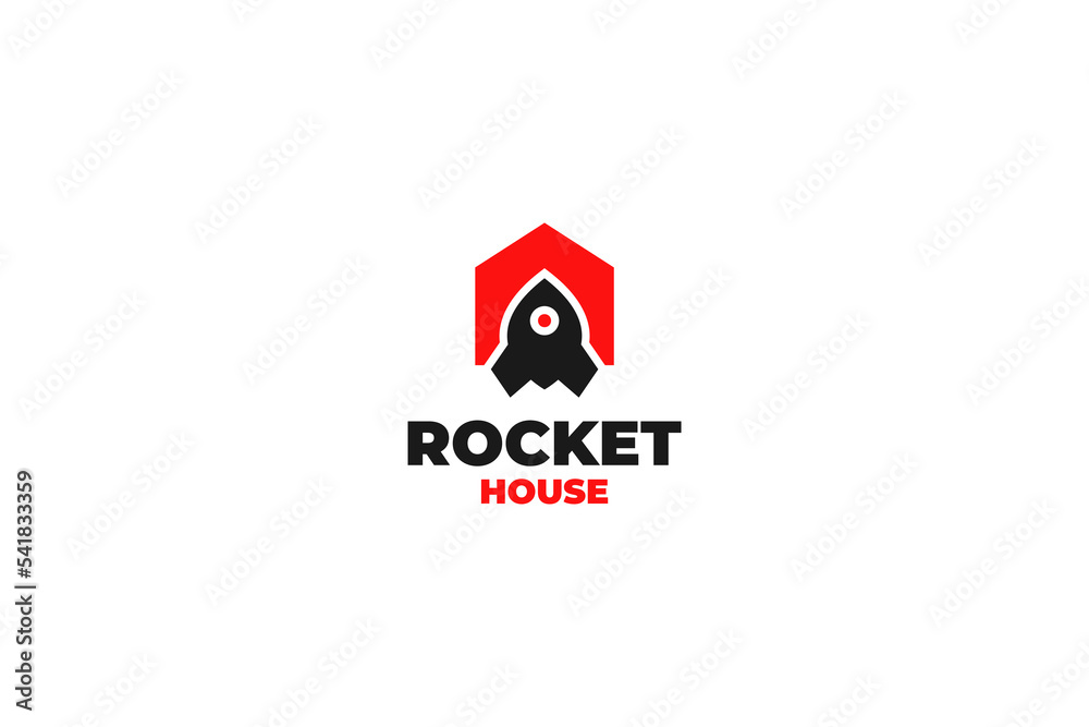 Flat rocket house logo design vector illustration Flat rocket house logo design vector illustration
