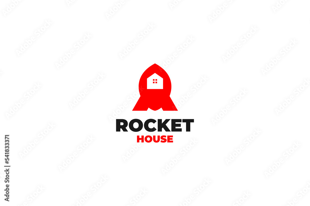 Flat rocket house logo design vector illustration Flat rocket house logo design vector illustration