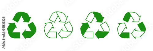 Green recycle arrow,recyclig icon,eco ,reusing symbol isolated on white background.Vector design