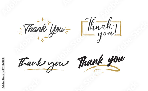 Thank you lettering. Vector illustration hand drawn. Calligraphic thanks message.