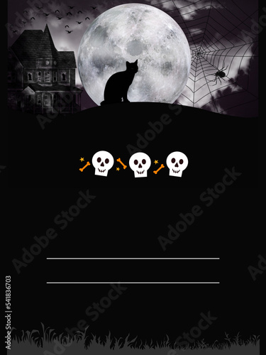 Halloween background with skeleton faces