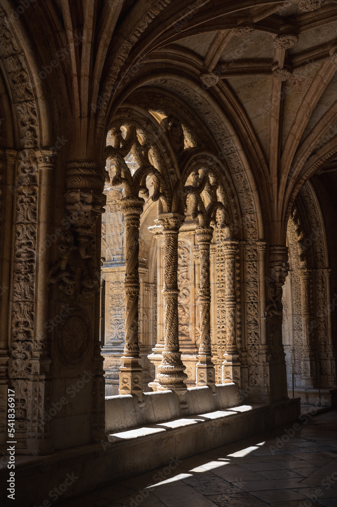 Hall columns form Jeronimos Monastery in Belem