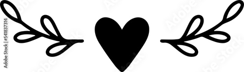 Love divider. Hand drawn romantic divider. Love divider in png. Valentine ornament on transparent background