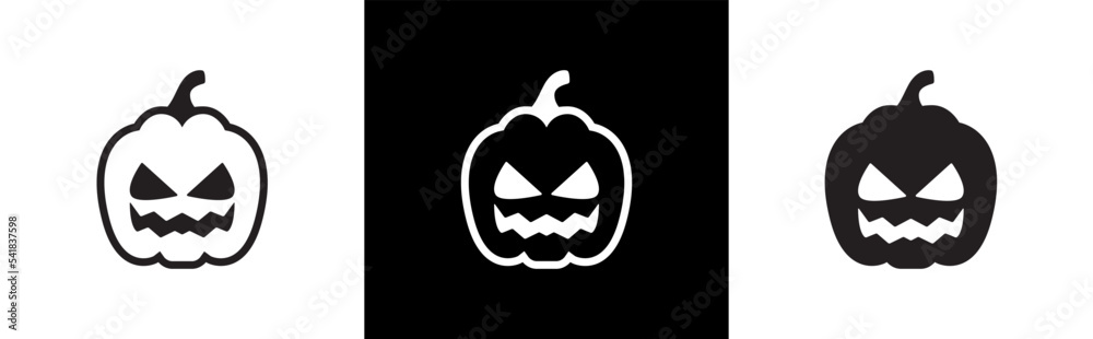 Pumpkin icon. Scary Halloween pumpkin symbol signs stickers vector illustration Pumpkin icon. Scary Halloween pumpkin symbol signs stickers vector illustration