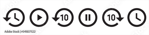 Play with 10 seconds forward and backward button style symbol signs, vector illustration photo
