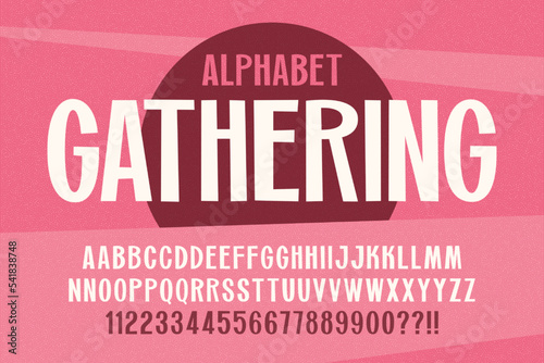 Trendy comical retro alphabet design, playful characters.