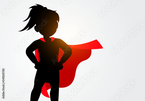 Sillhouette Of Young Superhero Girl