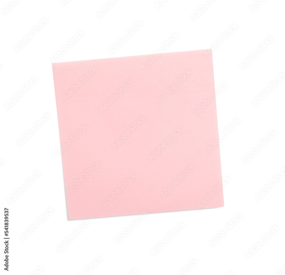Blank pink sticky note on white background, top view Blank pink sticky note on white background, top view