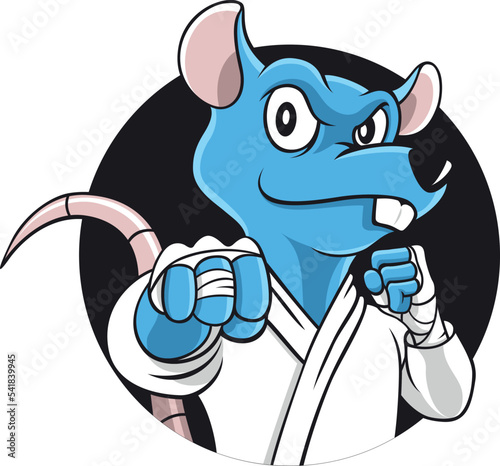Blue Mouse Fighter in Martial Art Uniform