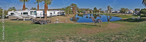 A panoramic view of a RV park -  camping in the Southwest USA photo
