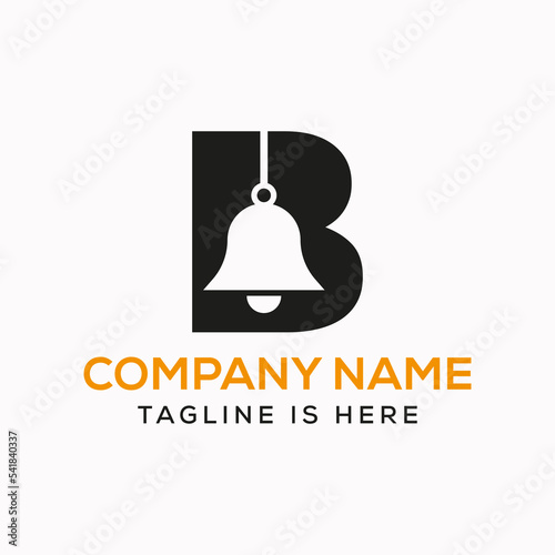Letter B Cowbell Logo Concept With Hanging Bell Symbol Vector Template
