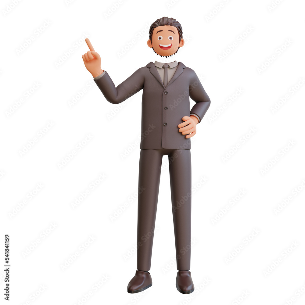 3d render character bussinesman pointing up 3d render character bussinesman pointing up