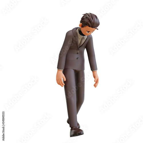 3d illustration bussinesman walk limp photo