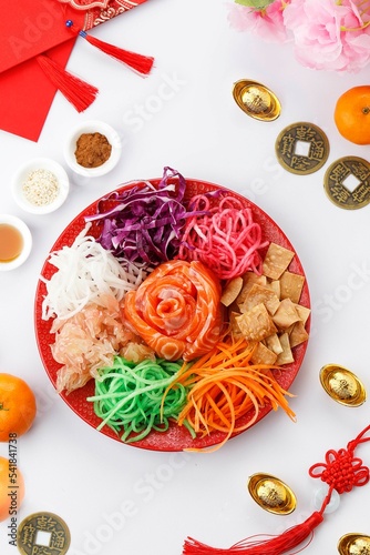 Photography Yee Sang, Yusheng, Lo Hei, or Lou Sang is Cantonese Style Raw Fish Salad