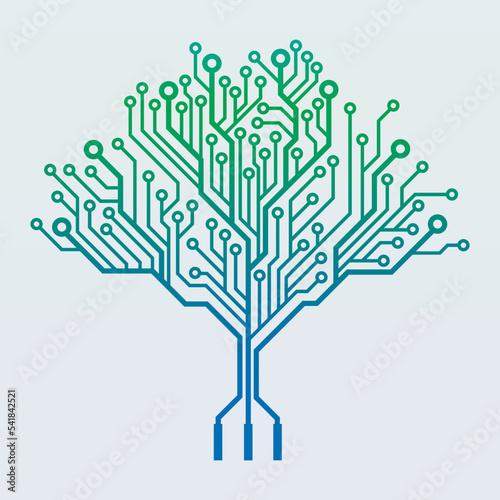 Green Technology tree stylized as an electronic circuit