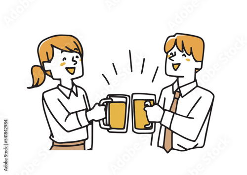 飲み会をするビジネスパーソンのイラスト素材