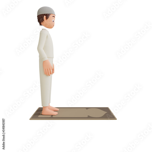 3d illustration muslim boy praying